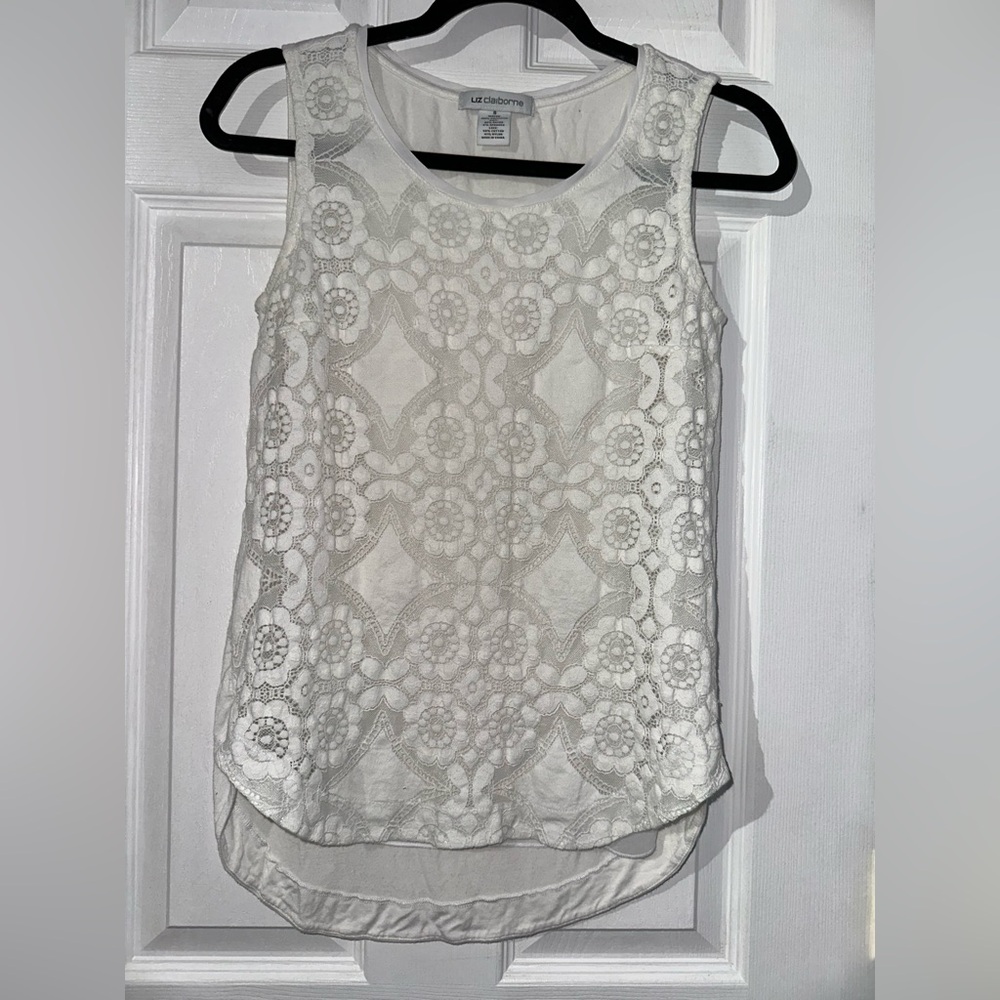 Liz Claiborne White Lace Tank Top (S)